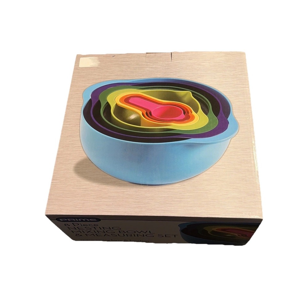 Prime Nest 8-Pc. Prep Set Multi-Color Nesting Bowl Measuring Cup + More NEW